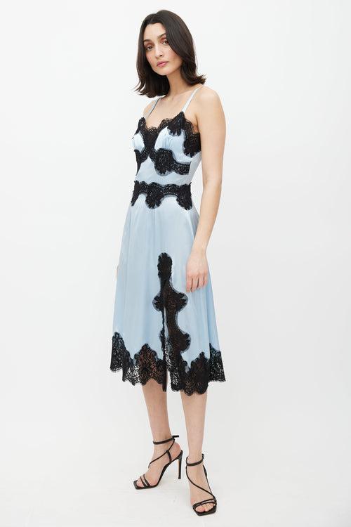 Dolce 
Gabbana Blue 
Black Lace Satin Dress