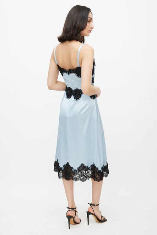 Dolce 
Gabbana Blue 
Black Lace Satin Dress