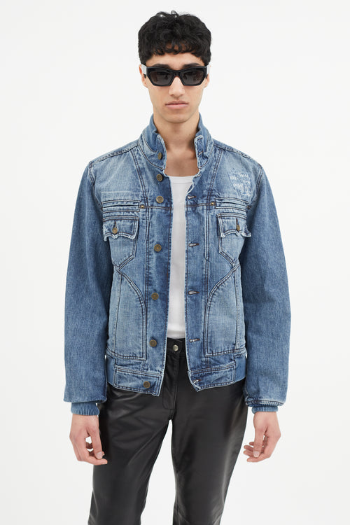 Dolce 
Gabbana Blue Distressed Denim Jacket