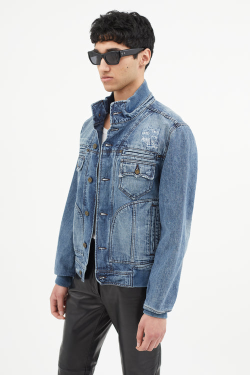 Dolce 
Gabbana Blue Distressed Denim Jacket