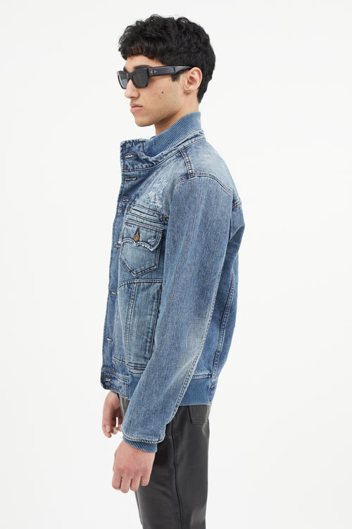 Dolce 
Gabbana Blue Distressed Denim Jacket