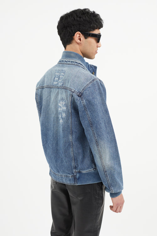 Dolce 
Gabbana Blue Distressed Denim Jacket