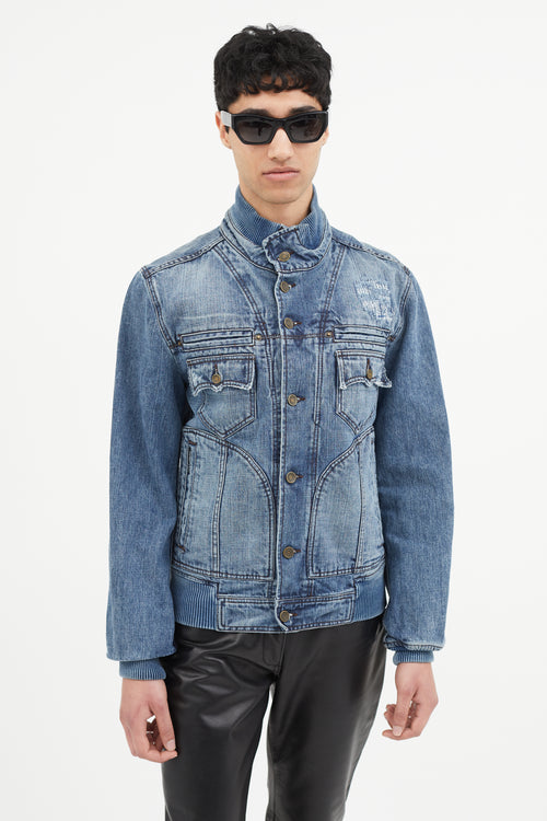 Dolce 
Gabbana Blue Distressed Denim Jacket