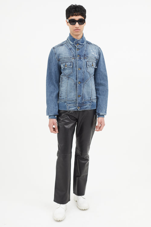 Dolce 
Gabbana Blue Distressed Denim Jacket