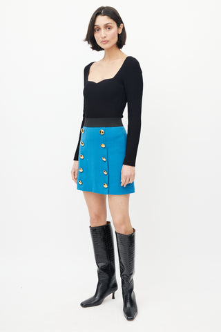 Dolce 
Gabbana Blue 
Gold Wool Skirt