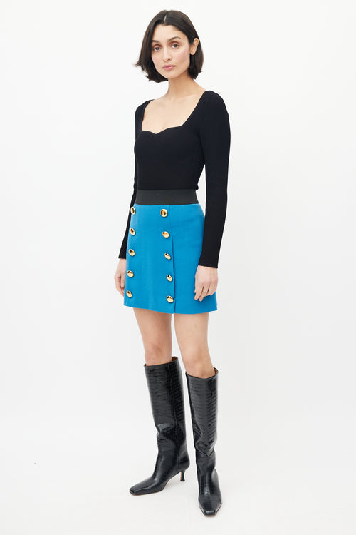 Dolce 
Gabbana Blue 
Gold Wool Skirt