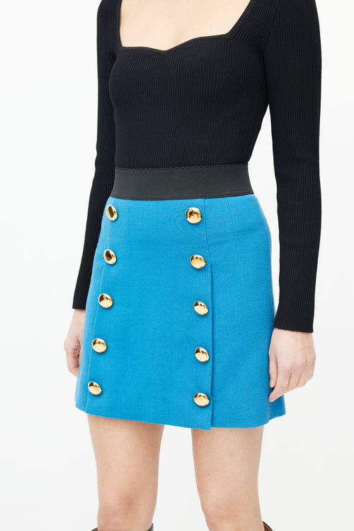 Dolce 
Gabbana Blue 
Gold Wool Skirt