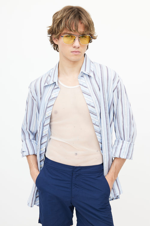 Dolce 
Gabbana Blue 
Grey Stripe Shirt