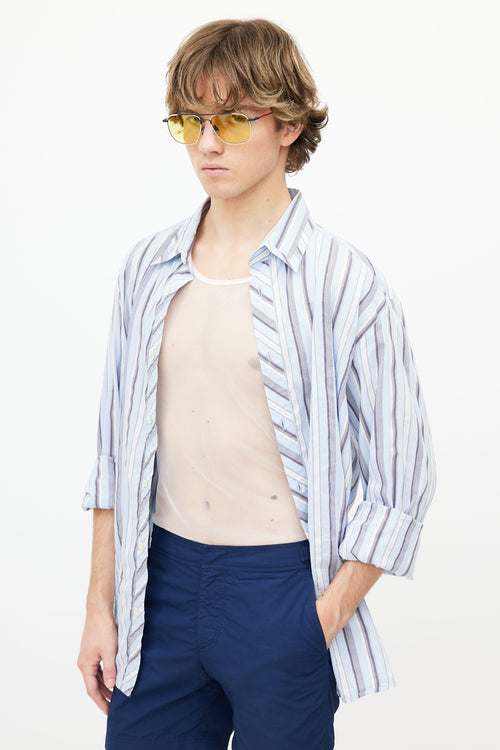 Dolce 
Gabbana Blue 
Grey Stripe Shirt