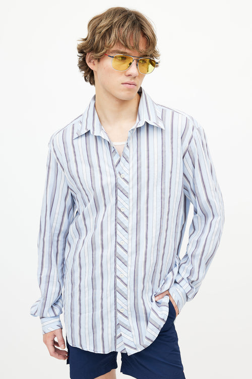 Dolce 
Gabbana Blue 
Grey Stripe Shirt