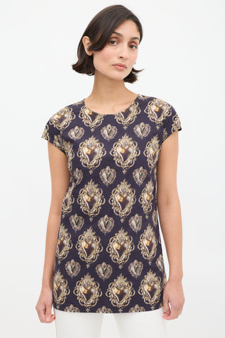 Dolce 
Gabbana Black 
Gold Heart Crest Sleeveless Blouse