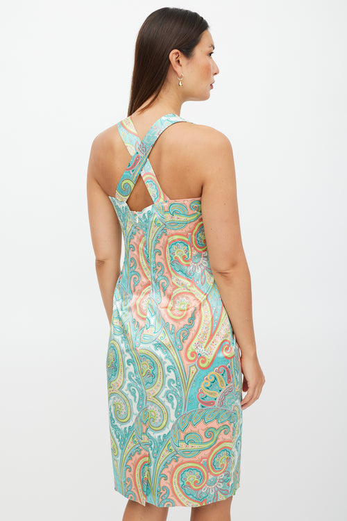 Dolce 
Gabbana Blue 
Multicolour Satin Paisley Dress