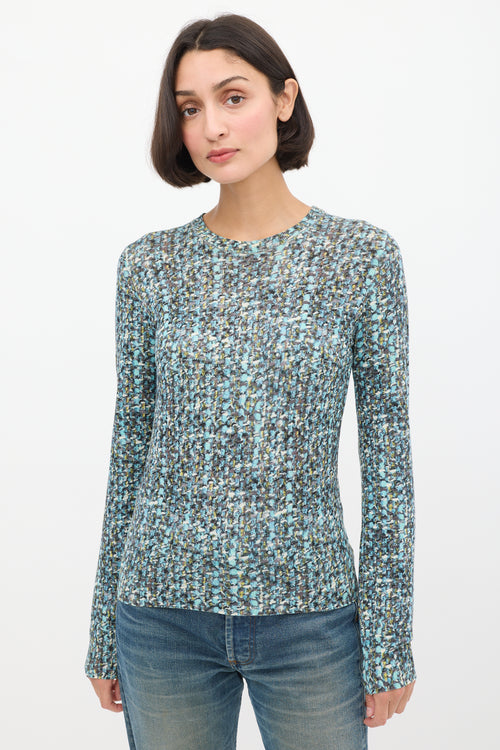 Dolce 
Gabbana Blue 
Multicolour Wool Floral Long Sleeve Top