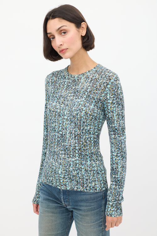 Dolce 
Gabbana Blue 
Multicolour Wool Floral Long Sleeve Top