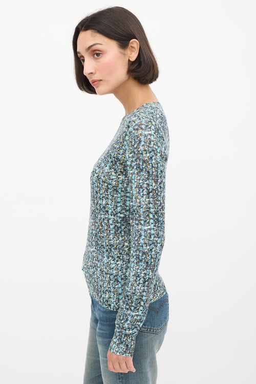 Dolce 
Gabbana Blue 
Multicolour Wool Floral Long Sleeve Top