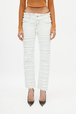 Dolce 
Gabbana Blue Tiered Distressed Slim Jeans