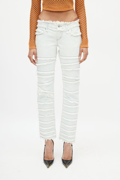 Dolce 
Gabbana Blue Tiered Distressed Slim Jeans