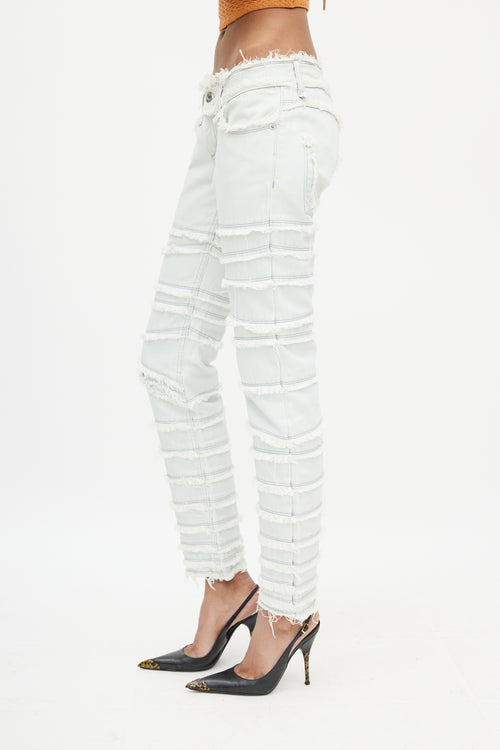 Dolce 
Gabbana Blue Tiered Distressed Slim Jeans