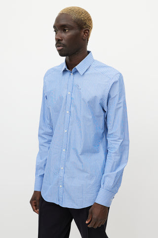 Dolce 
Gabbana Blue 
White Stripe Shirt