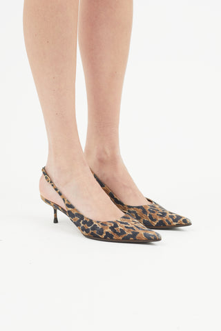 Dolce 
Gabbana Brown 
Black Print Slingback Heel