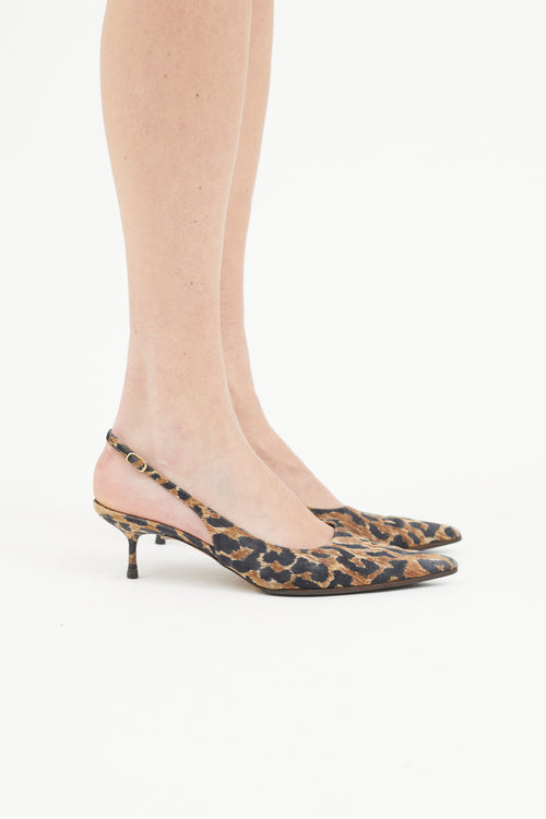 Dolce 
Gabbana Brown 
Black Print Slingback Heel