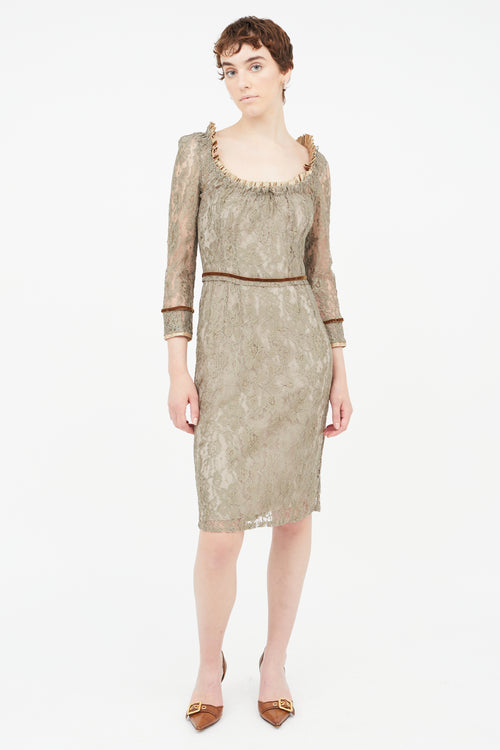 Dolce 
Gabbana Brown Lace Midi Dress