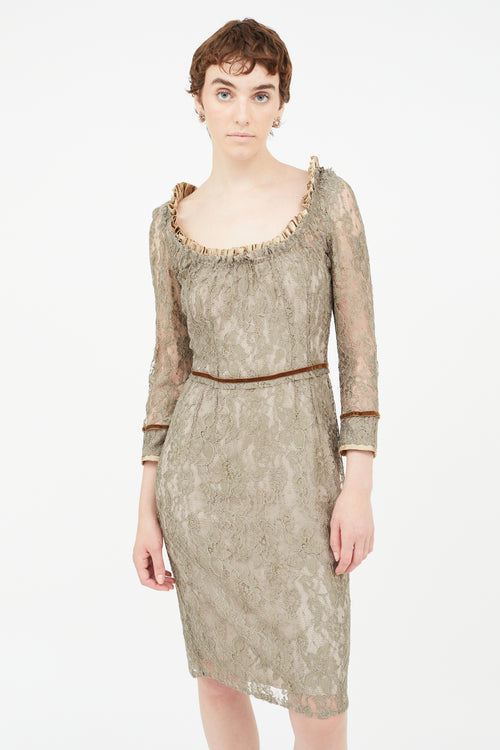 Dolce 
Gabbana Brown Lace Midi Dress