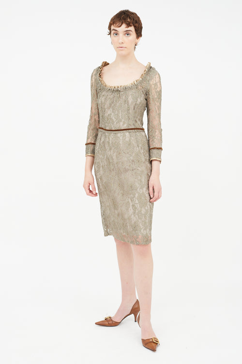 Dolce 
Gabbana Brown Lace Midi Dress