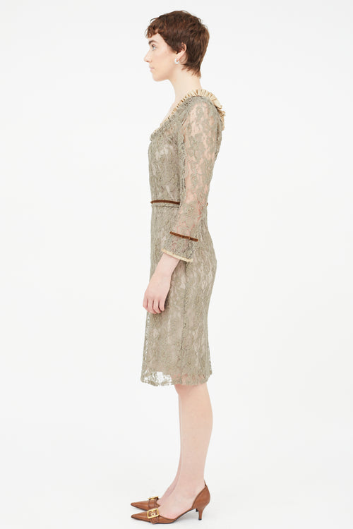 Dolce 
Gabbana Brown Lace Midi Dress