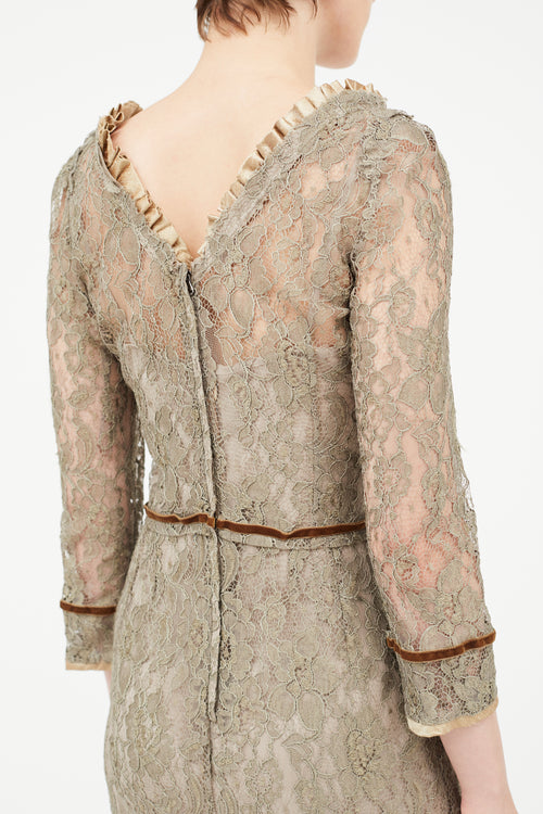 Dolce 
Gabbana Brown Lace Midi Dress