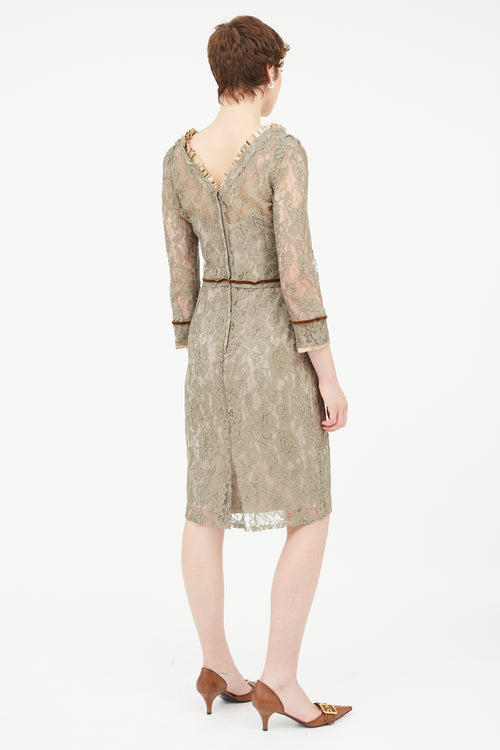 Dolce 
Gabbana Brown Lace Midi Dress