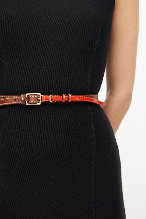 Dolce 
Gabbana Brown 
Orange Leather Belt