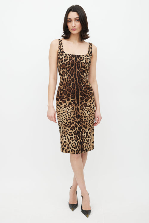 Dolce 
Gabbana Brown Printed Silk Dress