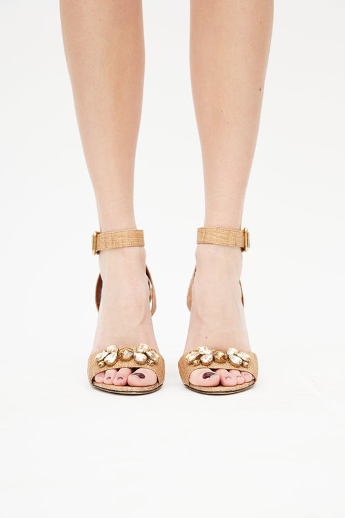 Dolce 
Gabbana Brown Raffia 
Ayers Embellished Sandal