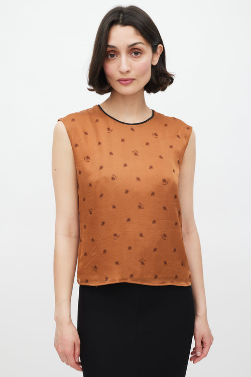 Dolce 
Gabbana Brown Silk Floral Tie Back Top