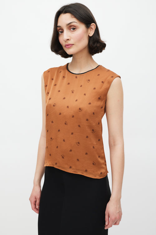 Dolce 
Gabbana Brown Silk Floral Tie Back Top