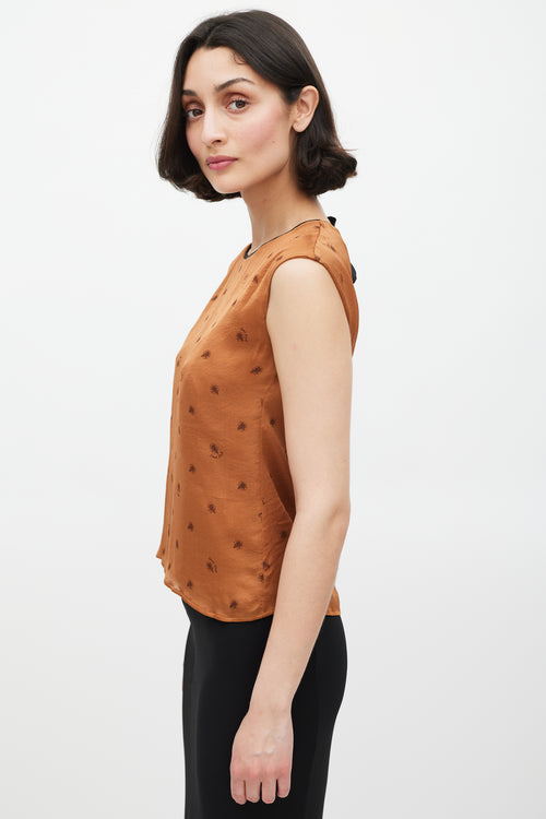 Dolce 
Gabbana Brown Silk Floral Tie Back Top