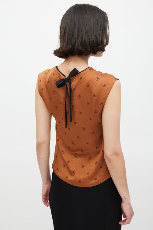 Dolce 
Gabbana Brown Silk Floral Tie Back Top