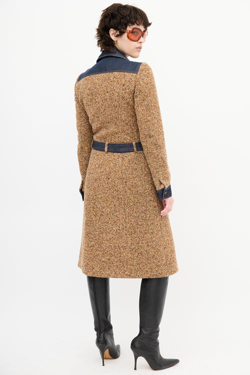 Dolce 
Gabbana Brown Tweed 
Denim Trench Coat