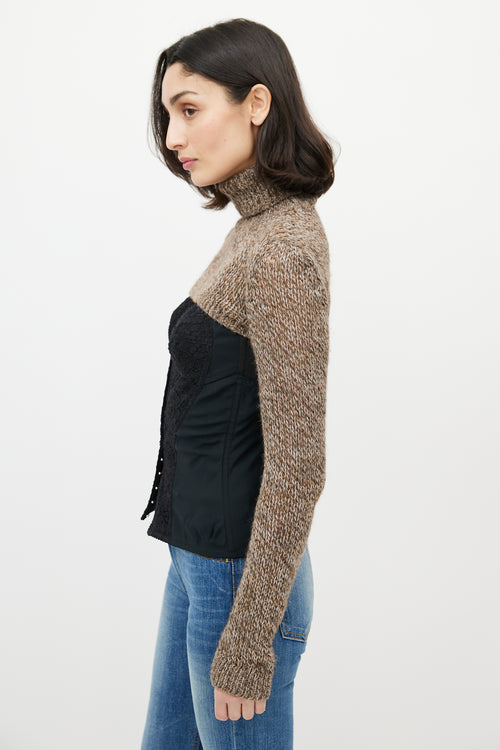 Dolce 
Gabbana Brown Wool Cropped Sweater Shrug