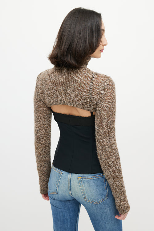 Dolce 
Gabbana Brown Wool Cropped Sweater Shrug