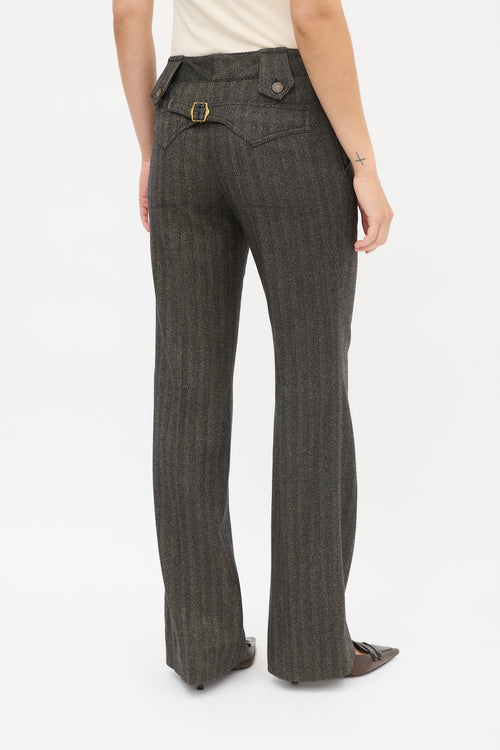 Dolce 
Gabbana Brown Wool Herringbone Flared Trouser