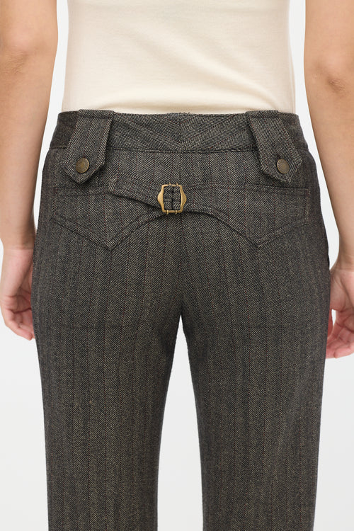 Dolce 
Gabbana Brown Wool Herringbone Flared Trouser