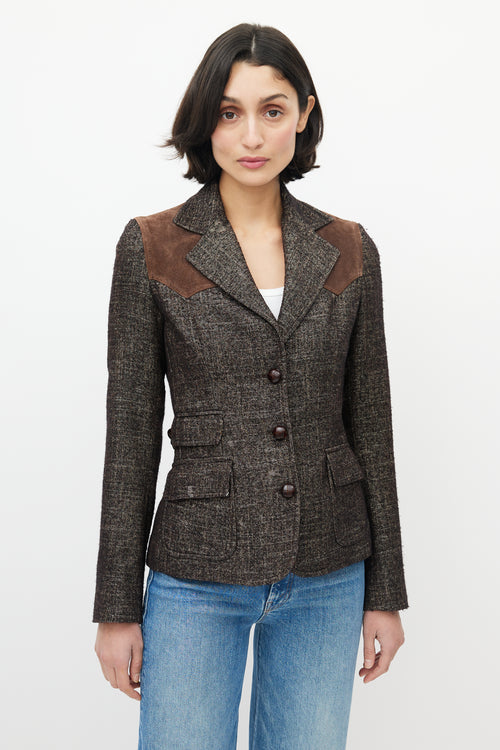 Dolce 
Gabbana Brown Wool Suede Blazer