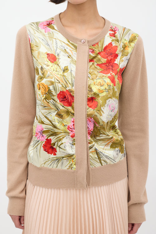 Dolce 
Gabbana D&G Brown Cashmere 
Multi Silk Floral Cardigan