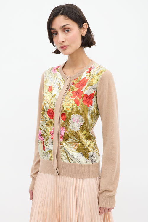 Dolce 
Gabbana D&G Brown Cashmere 
Multi Silk Floral Cardigan