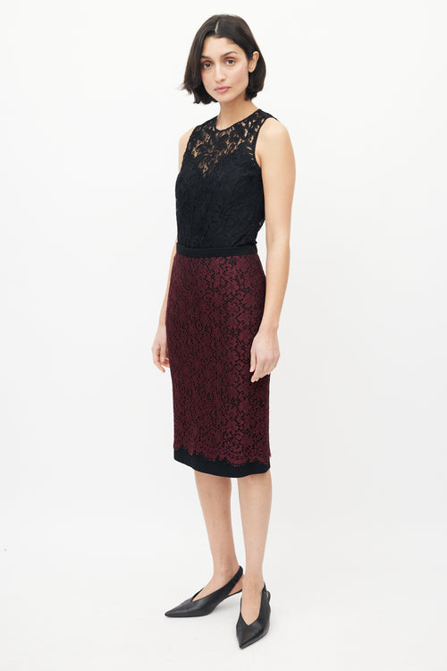 Dolce 
Gabbana Burgundy 
Black Lace Skirt