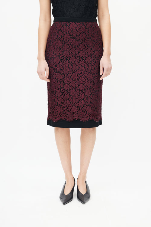 Dolce 
Gabbana Burgundy 
Black Lace Skirt