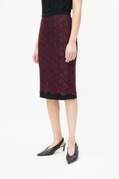 Dolce 
Gabbana Burgundy 
Black Lace Skirt