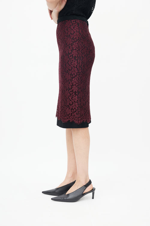 Dolce 
Gabbana Burgundy 
Black Lace Skirt